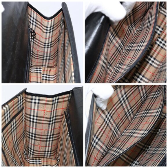 Burberrys Hand Bag Leather Black Gold Auth ep10937 - Picture 15 of 16